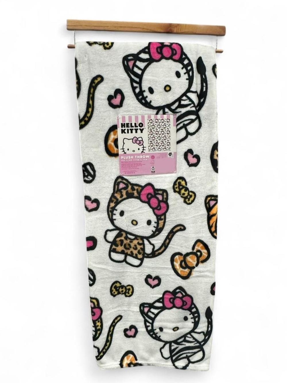 Hello Kitty Animal Print (Leopard, Cheetah, Zebra) Plush Throw Blanket